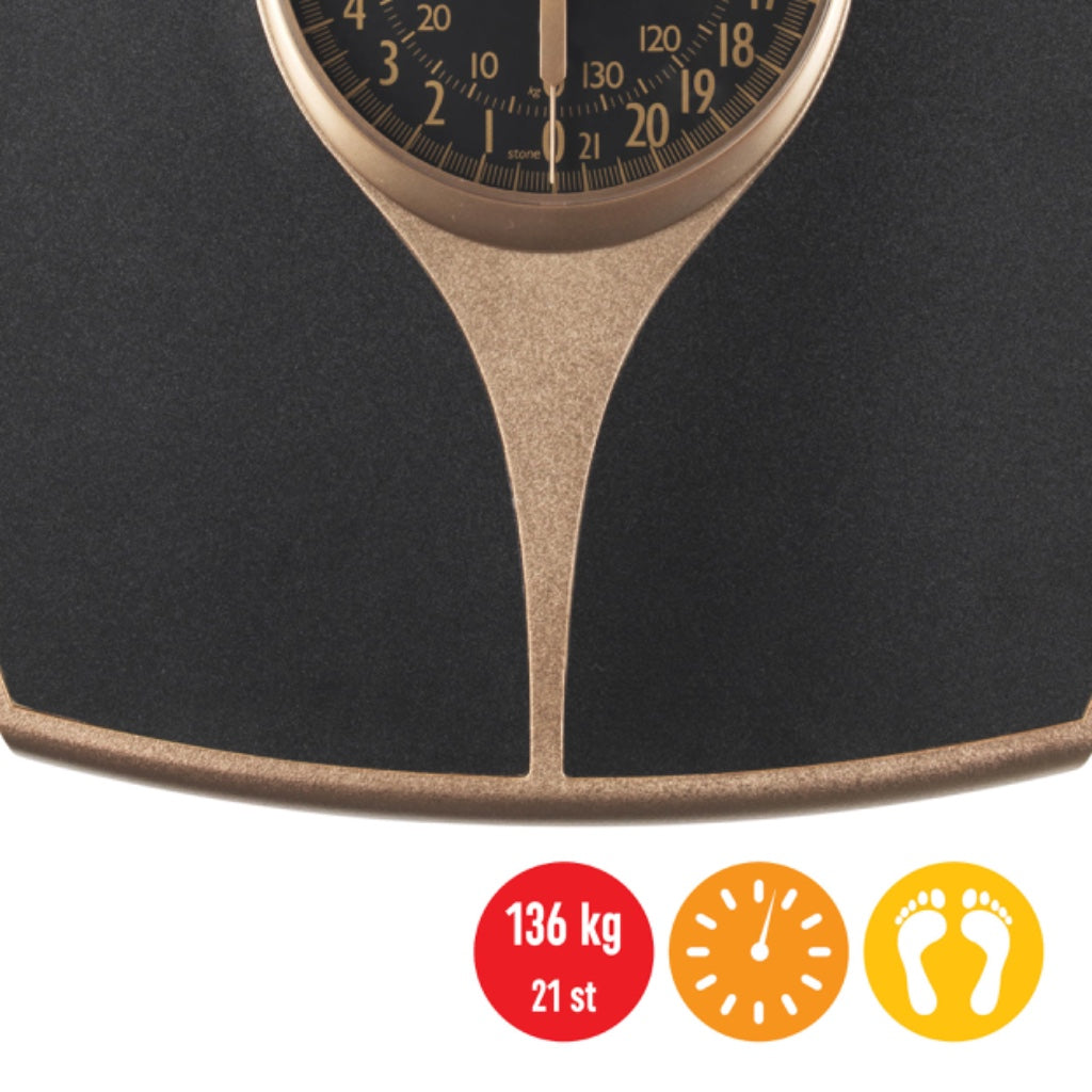 Salter Speedo Dial Mechanical Bathroom Scale - Analog Body Weight Scale with Large Platform - 136kg Capacity - KG ST LBS - Gold - Very Good