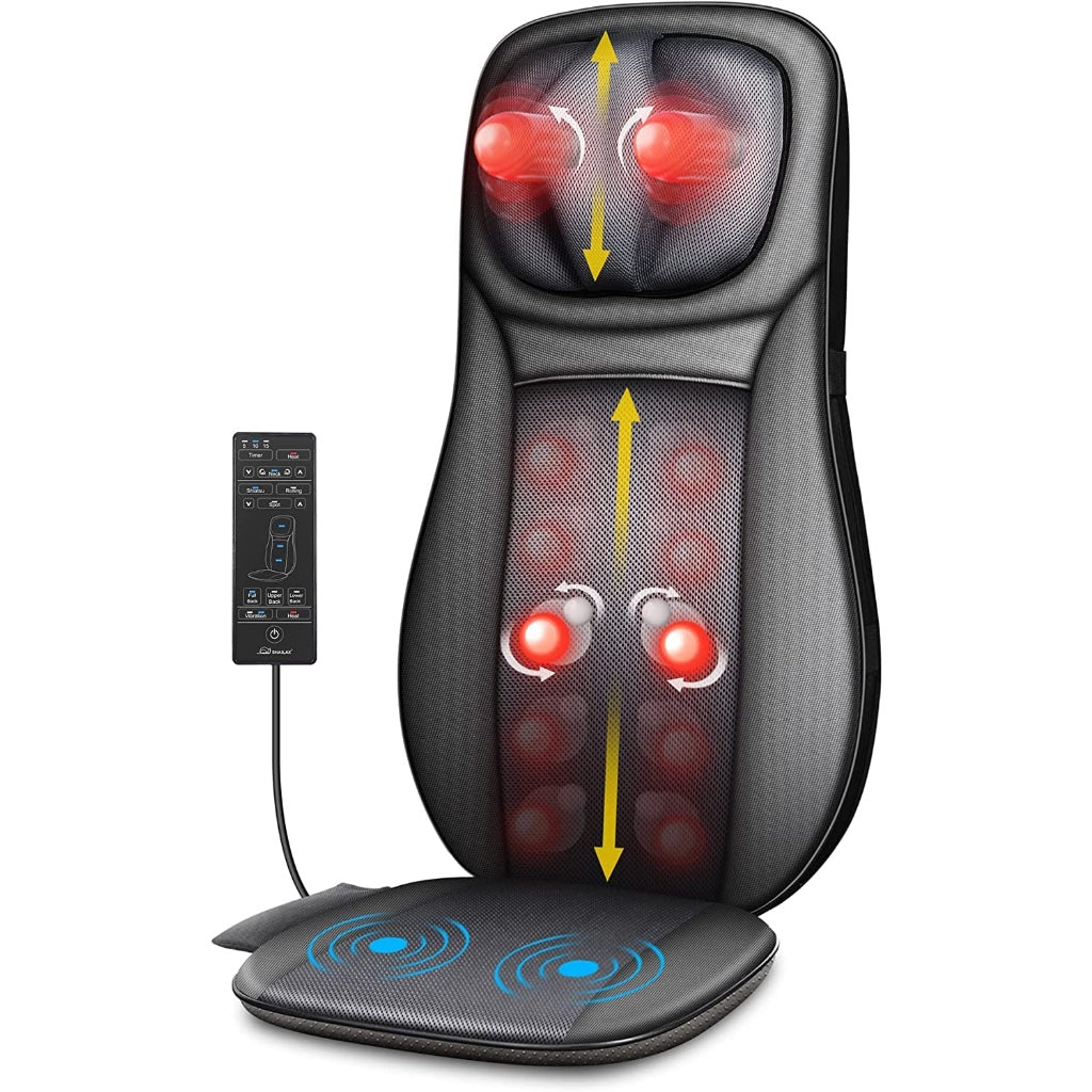 Snailax Back Massager with Heat Shiatsu Massage Chair Pad Deep Kneading Seat Cushion for Neck Shoulders and Lower Back Pain Relief - Like New