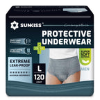 Sunkiss Incontinence Pants for Men XLarge Grey 128 Pack Disposable Adult Pull Up Underwear Maximum Absorbency Protective Briefs 4 x 32 Count