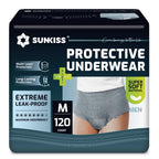 Sunkiss Incontinence Pants for Men XLarge Grey 128 Pack Disposable Adult Pull Up Underwear Maximum Absorbency Protective Briefs 4 x 32 Count