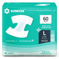 Sunkiss Adult Nappies Maximum Absorbency Disposable Diapers for Men and Women Large 60 Count 4 Packs of 15 Odour Control Incontinence Briefs - Damaged Box