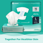 Sunkiss Adult Nappies Maximum Absorbency Disposable Diapers for Men and Women Large 60 Count 4 Packs of 15 Odour Control Incontinence Briefs - Damaged Box