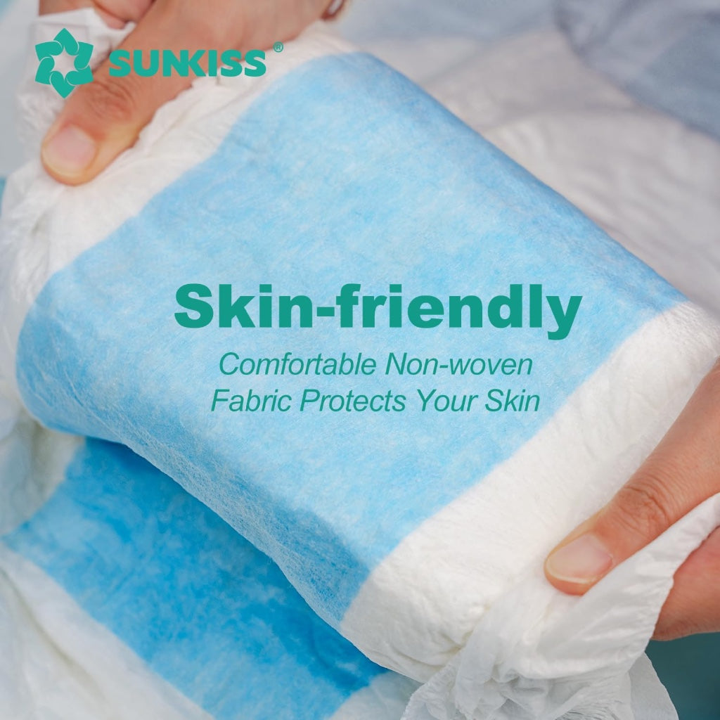 Sunkiss Adult Nappies Maximum Absorbency Disposable Diapers for Men and Women Large 60 Count 4 Packs of 15 Odour Control Incontinence Briefs - Damaged Box