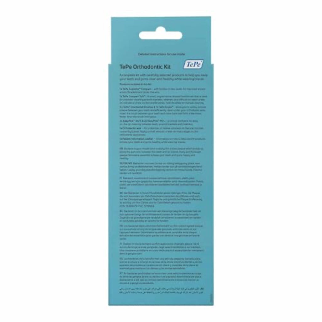 TePe Orthodontic Kit 10 Piece Set for Braces and Implants with Interdental Brushes and Orthodontic Wax Dental Plaque Removal Care Pack - Damaged Box