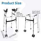Upright Walking Frame with Padded Armrests and Wheels - Height Adjustable Aluminum Stand Up Walker for Elderly - Silver Mobility Aid with - Damaged Box