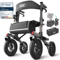 Vocic All Terrain Rollator Walker Foldable Outdoor Mobility Aid with Seat 12 Inch Rubber Tyres Storage Bag and Brakes for Seniors and Adults - Like New