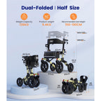 Vocic All Terrain Rollator Walker Foldable Outdoor Mobility Aid with Seat 12 Inch Rubber Tyres Storage Bag and Brakes for Seniors and Adults - Like New