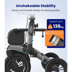 Vocic All Terrain Rollator Walker Foldable Outdoor Mobility Aid with Seat 12 Inch Rubber Tyres Storage Bag and Brakes for Seniors and Adults - Like New