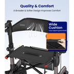 Vocic All Terrain Rollator Walker Foldable Outdoor Mobility Aid with Seat 12 Inch Rubber Tyres Storage Bag and Brakes for Seniors and Adults - Like New