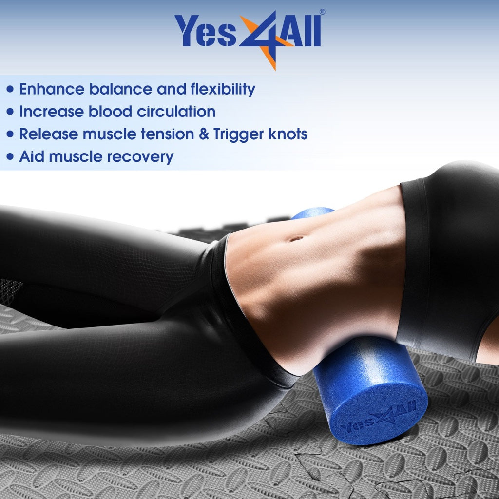 Yes4All Premium Medium Density Round PE Foam Roller for Physical Therapy - 18inch (Blue) KPQM - Damaged Box
