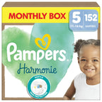 Pampers Harmonie Nappies Size 5, 152 Nappies, 11kg-16kg, Monthly Pack, Gentle Skin Protection with 100 Percent Pampers Protection