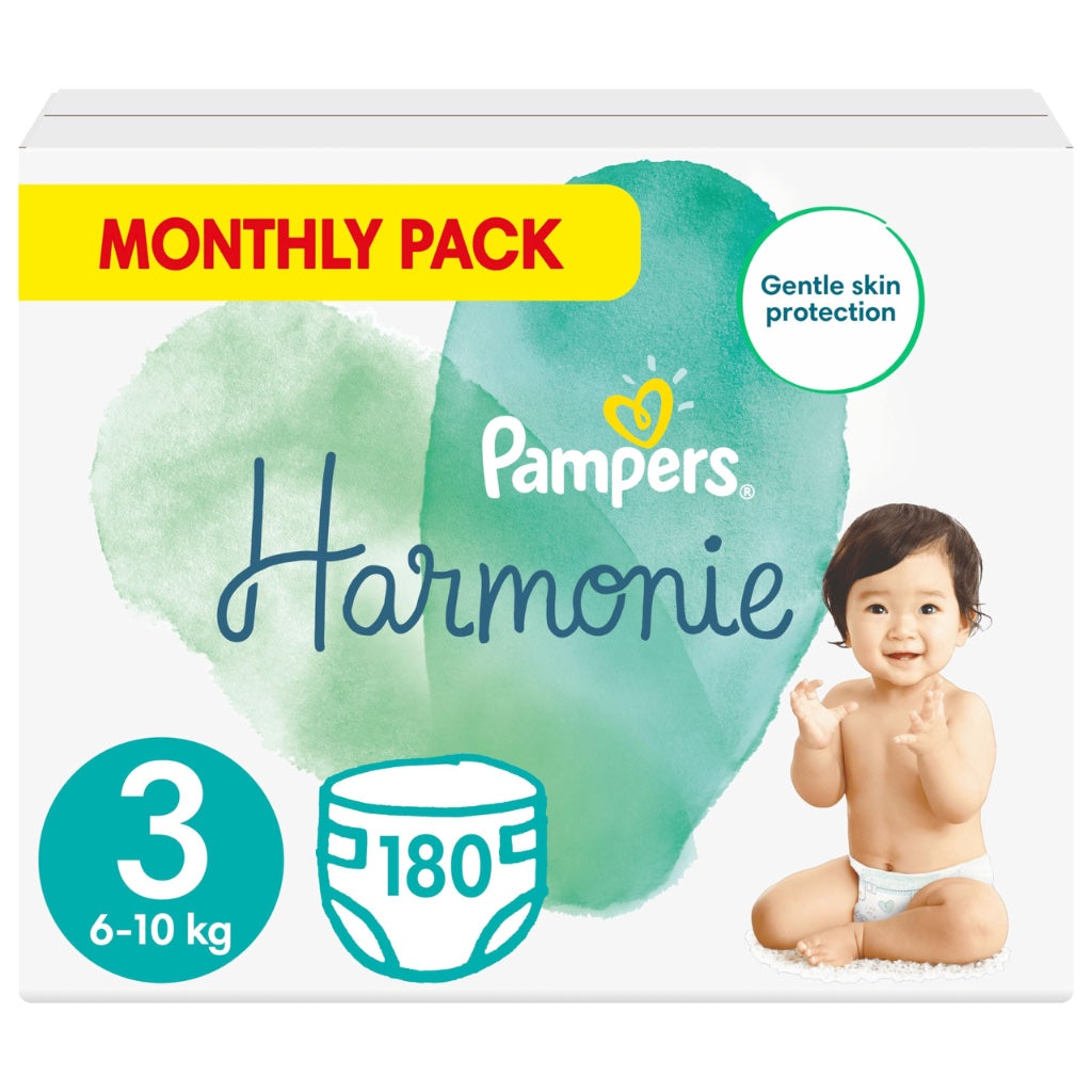 Pampers Harmonie Nappies Size 5, 152 Nappies, 11kg-16kg, Monthly Pack, Gentle Skin Protection with 100 Percent Pampers Protection