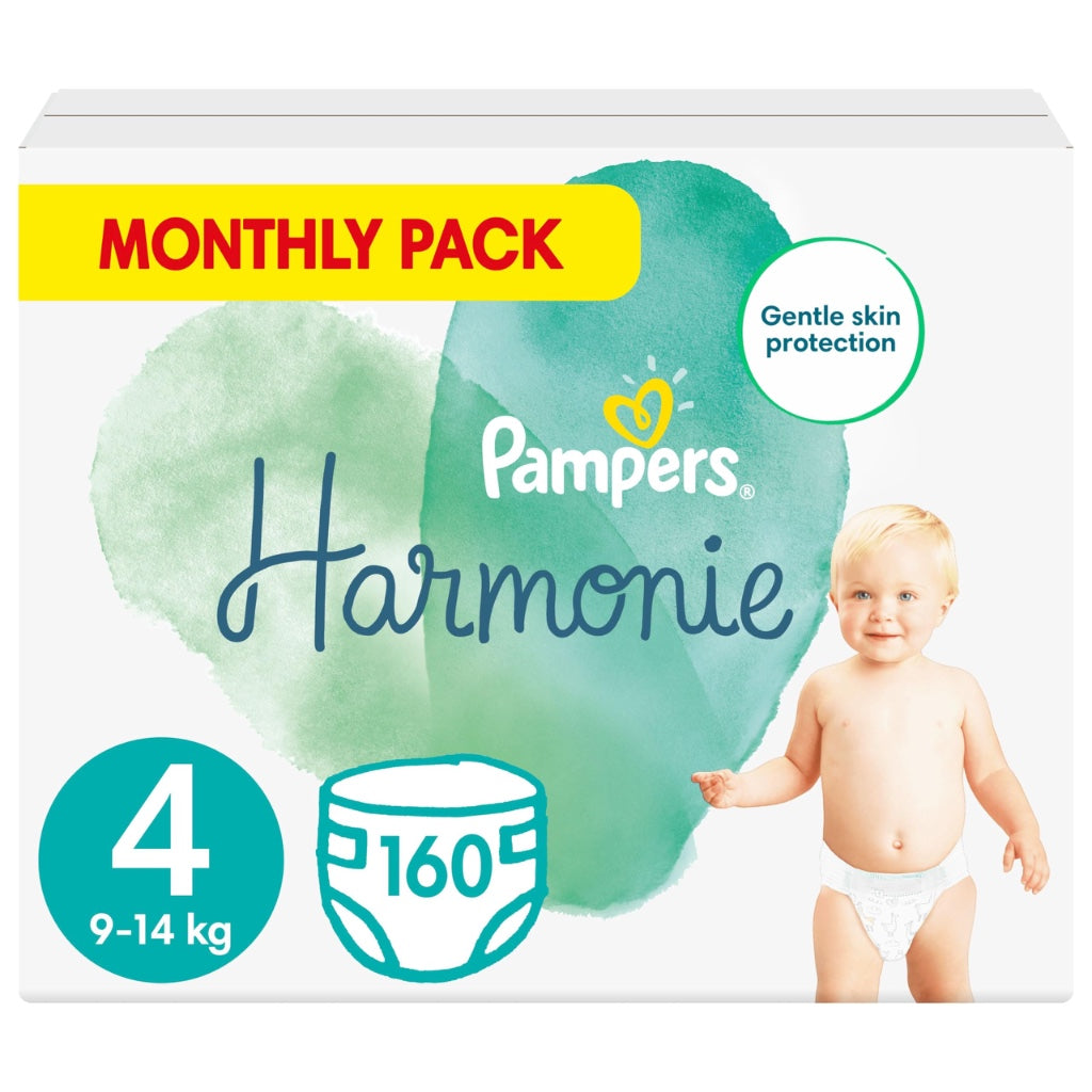 Pampers Harmonie Nappies Size 5, 152 Nappies, 11kg-16kg, Monthly Pack, Gentle Skin Protection with 100 Percent Pampers Protection