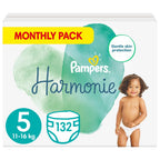 Pampers Harmonie Nappies Size 5, 152 Nappies, 11kg-16kg, Monthly Pack, Gentle Skin Protection with 100 Percent Pampers Protection