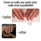24Pcs Square Pink Edge French Tip Short False Nails Press On Nails for Women Girls - Full Cover Acrylic Nail Art, No UV/LED Needed, Adhesive Nail Accessories - Damaged Box