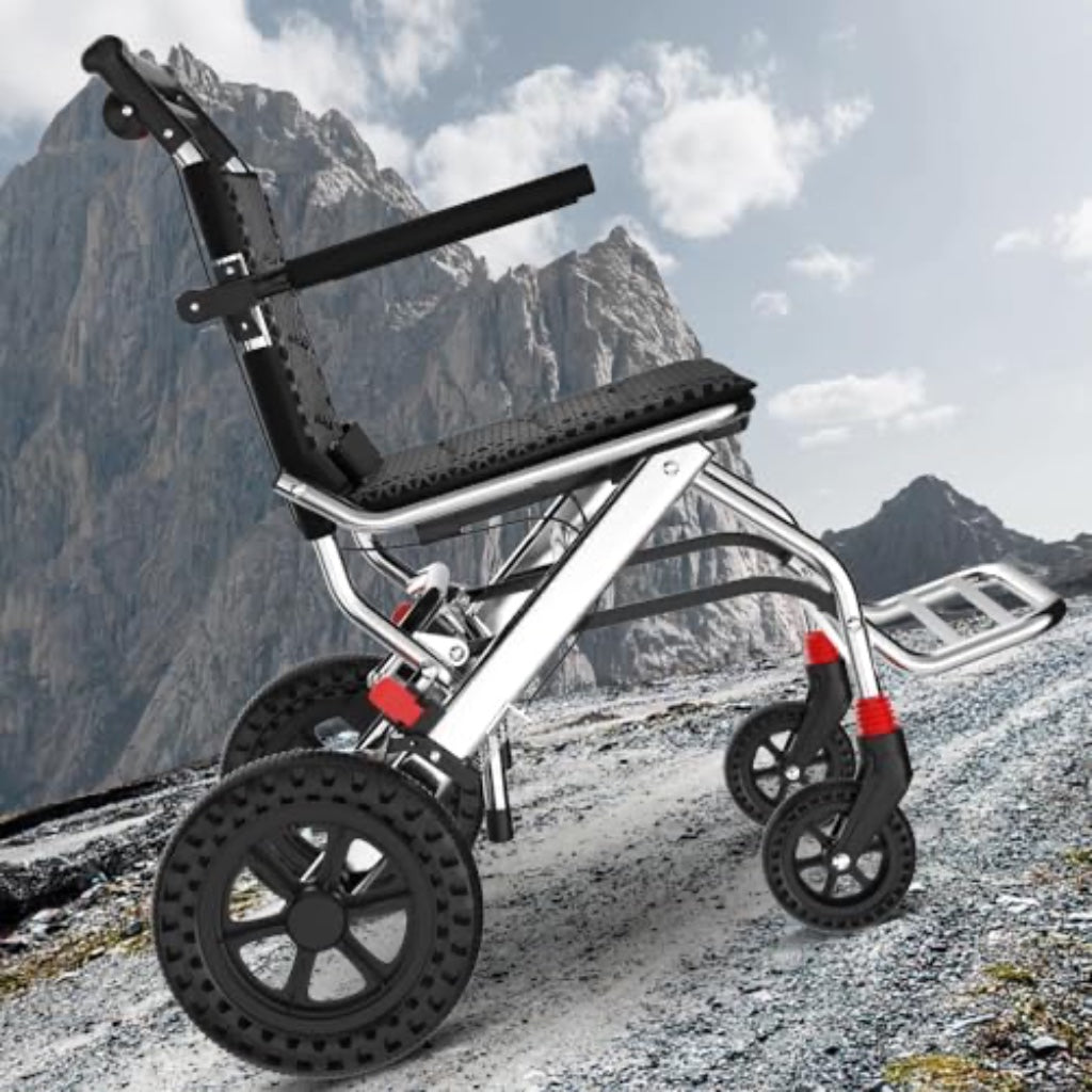 12 Inch Ultra Lightweight Wheelchairs for Adults,Wheelchairs Folding Lightweight with Handbrake and Swing-Away Footrest,45cm Widened Seat Travel Wheelchair with Storage Bag,No Assembly Required - Damaged Box
