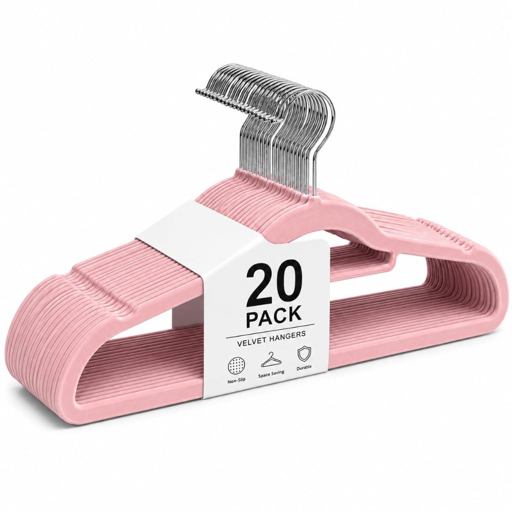 1ABOVE Premium Quality 20 pack Non-Slip Velvet Hangers (44cm) Heavy Duty Velvet Suit Hangers with Tie Bar, 360^0 Swivel Hooks - Space saving, sturdy to hold Jacket, Jumper & Pullover(Set of 20-IVORY) - Very Good