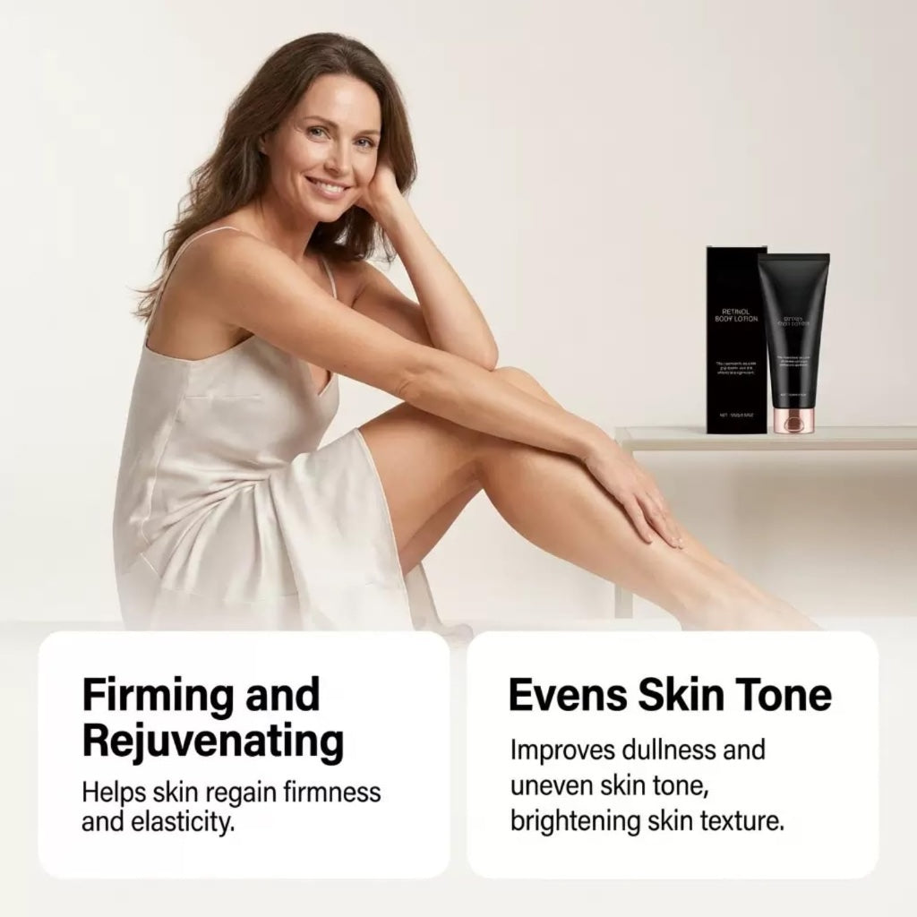 2PCS Retinol Body Lotion for Crepey Skin & Firming - Anti-Aging Body Cream with Ceramides & Shea Butter - Non-Greasy Fast Absorbing Hydrating Lotion for Smooth, Tight Skin - 2 x 100g