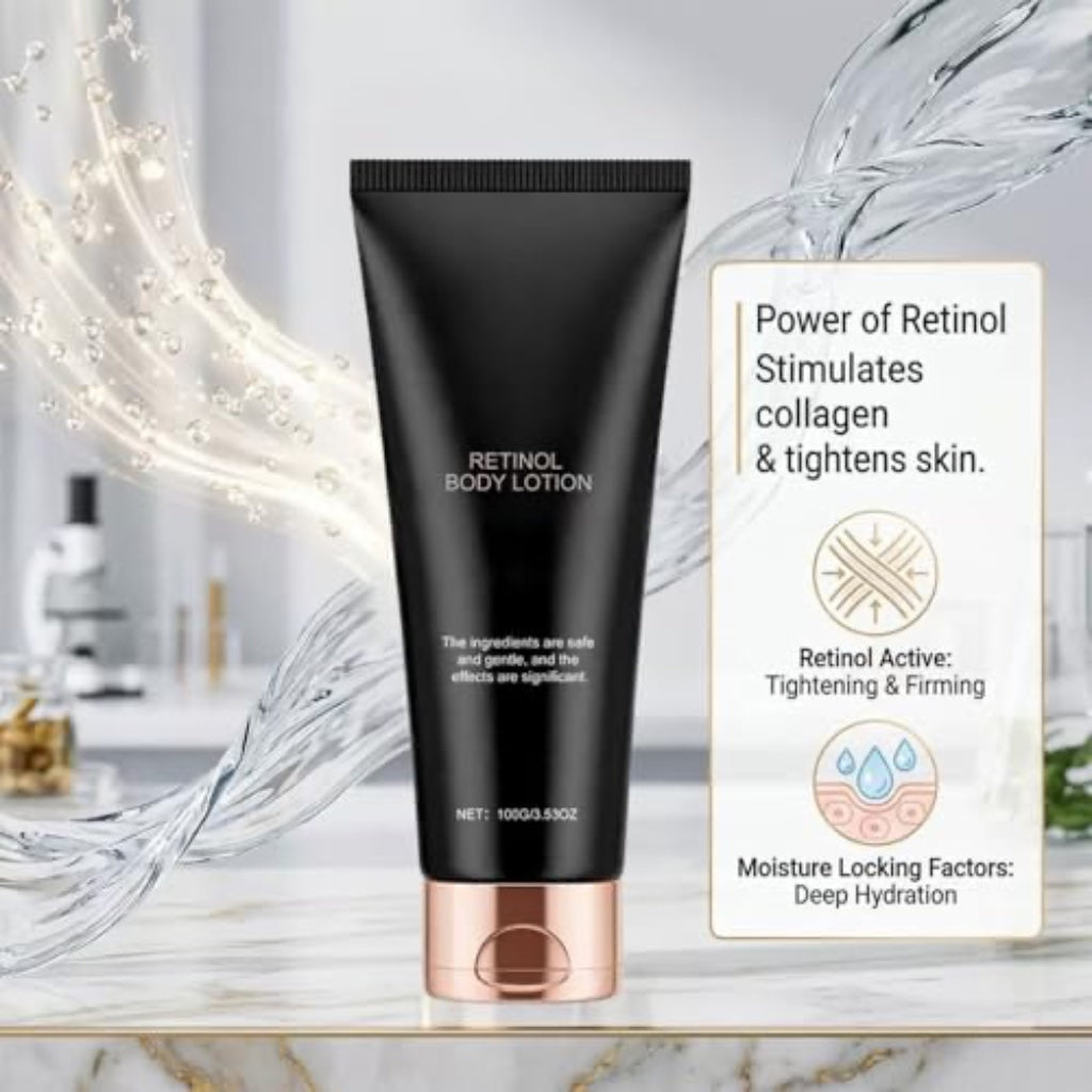 2PCS Retinol Body Lotion for Crepey Skin & Firming - Anti-Aging Body Cream with Ceramides & Shea Butter - Non-Greasy Fast Absorbing Hydrating Lotion for Smooth, Tight Skin - 2 x 100g