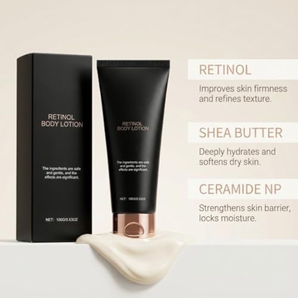 2PCS Retinol Body Lotion for Crepey Skin & Firming - Anti-Aging Body Cream with Ceramides & Shea Butter - Non-Greasy Fast Absorbing Hydrating Lotion for Smooth, Tight Skin - 2 x 100g