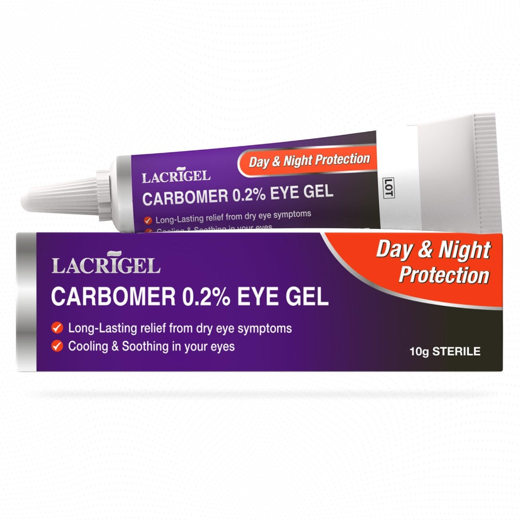 3X Lacrigel CARBOMER 0.2% - Eye Gel for Dry, Tired, and Red Eyes - Soothes Irritation, Reduces Soreness - 24x7 Day and Night Protection - Safe and Premium Formulation - Sterile Pack of 10g (Pack 3)