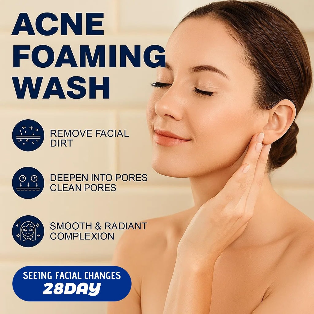 Acne Foaming Wash, Face Cleanser for Acne Treatment, Back Acne Body Wash, Daily Facial Cleanser for Back Acne and Face, 156g