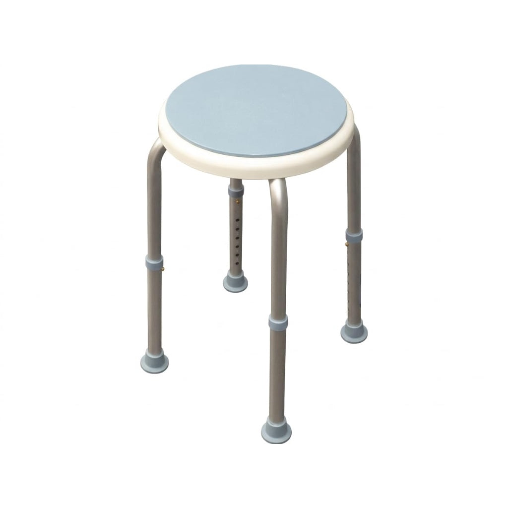 Aidapt Bath Stool with Rotating Seat Non-Slip Ferrules,8 Numbered Height Settings,Shower Chair,Elderly,Disabled,Pregnancy,Post Surgery,Rust Free Aluminium, Lightweight, Easy Assembly, White/Blue - Like New