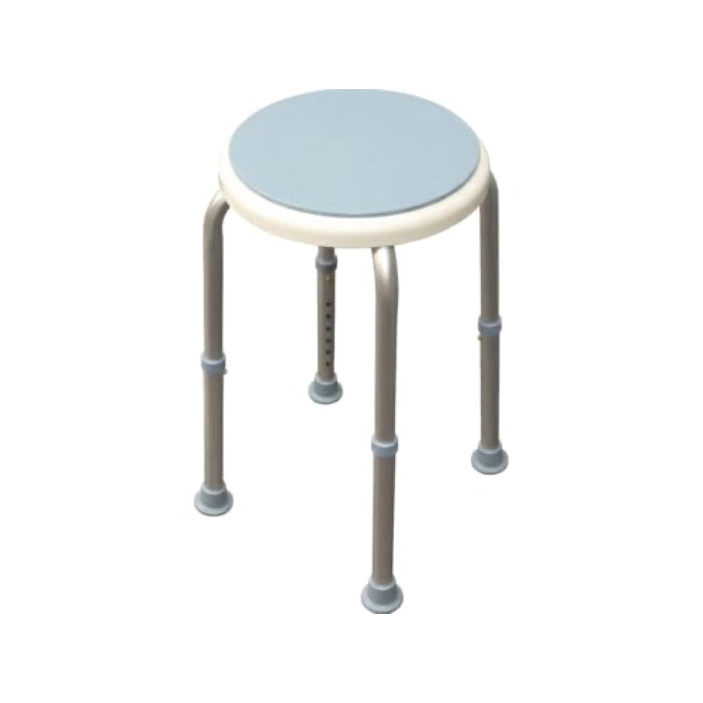 Aidapt Bath Stool with Rotating Seat Non-Slip Ferrules,8 Numbered Height Settings,Shower Chair,Elderly,Disabled,Pregnancy,Post Surgery,Rust Free Aluminium, Lightweight, Easy Assembly, White/Blue - Like New