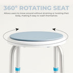 Aidapt Bath Stool with Rotating Seat Non-Slip Ferrules,8 Numbered Height Settings,Shower Chair,Elderly,Disabled,Pregnancy,Post Surgery,Rust Free Aluminium, Lightweight, Easy Assembly, White/Blue - Like New