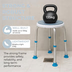 Aidapt Bath Stool with Rotating Seat Non-Slip Ferrules,8 Numbered Height Settings,Shower Chair,Elderly,Disabled,Pregnancy,Post Surgery,Rust Free Aluminium, Lightweight, Easy Assembly, White/Blue - Like New