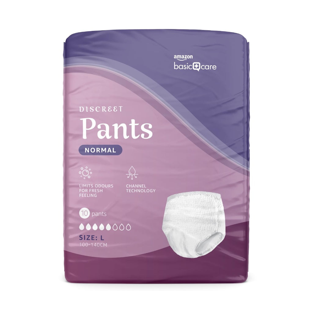 Amazon Basic Care Lady Pants Plus Medium - 40 Count (4 Packs of 10), White