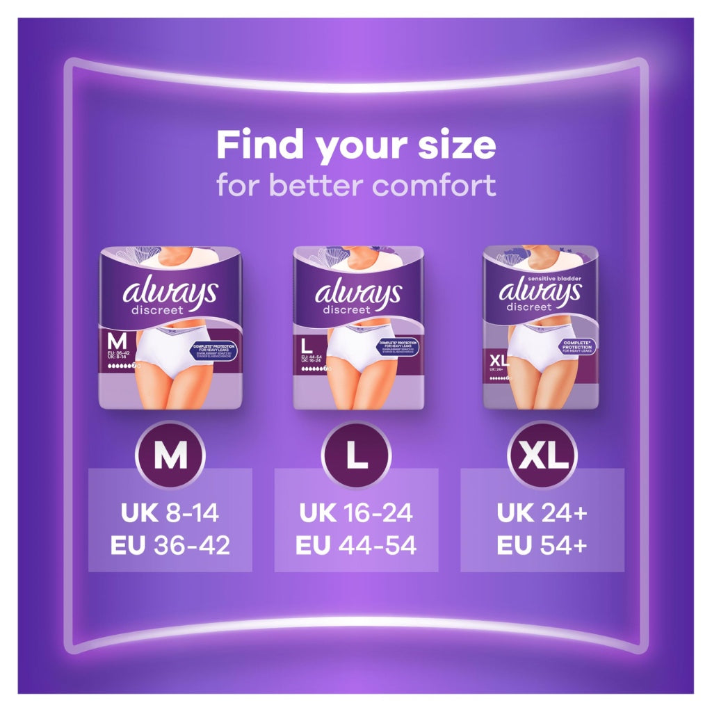 Always Discreet Incontinence Pants Women, Large, Normal, 20 Pants (10 x 2 Packs), Odour Neutraliser, Duo Pack, for Sensitive Bladder - Damaged Box
