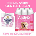Andrex Family Soft Toilet Roll - 45 Toilet Rolls, Bulk Buy, Fragrance Free, FSC Certified - Damaged Box