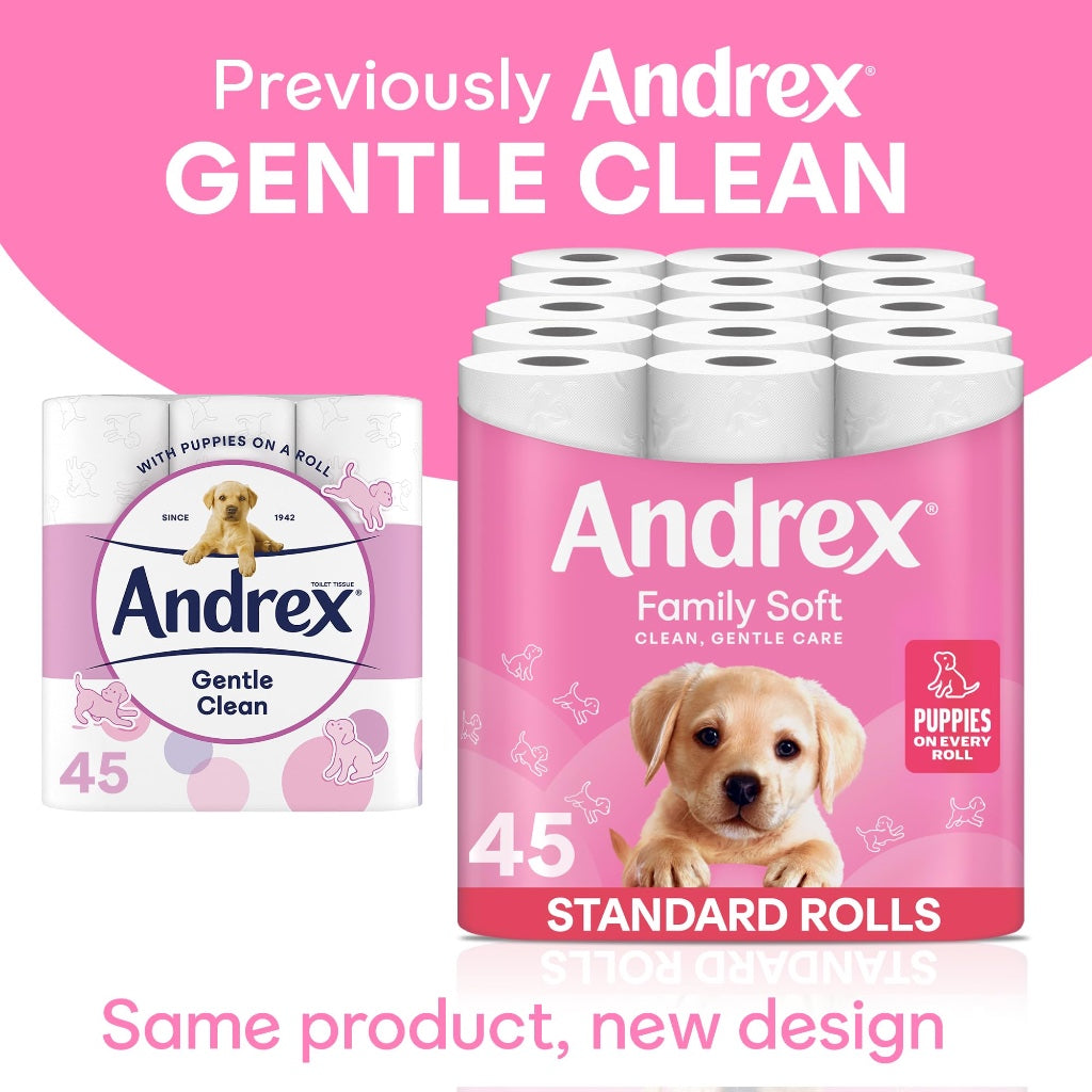 Andrex Family Soft Toilet Roll - 45 Toilet Rolls, Bulk Buy, Fragrance Free, FSC Certified - Damaged Box