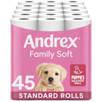 Andrex Family Soft Toilet Roll - 45 Toilet Rolls, Bulk Buy, Fragrance Free, FSC Certified - Damaged Box