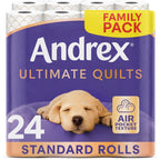Andrex Ultimate Quilt Toilet Roll - 24 Toilet Rolls, 3-Ply, Bulk Buy, Soft, Thick Sheets, FSC Certified