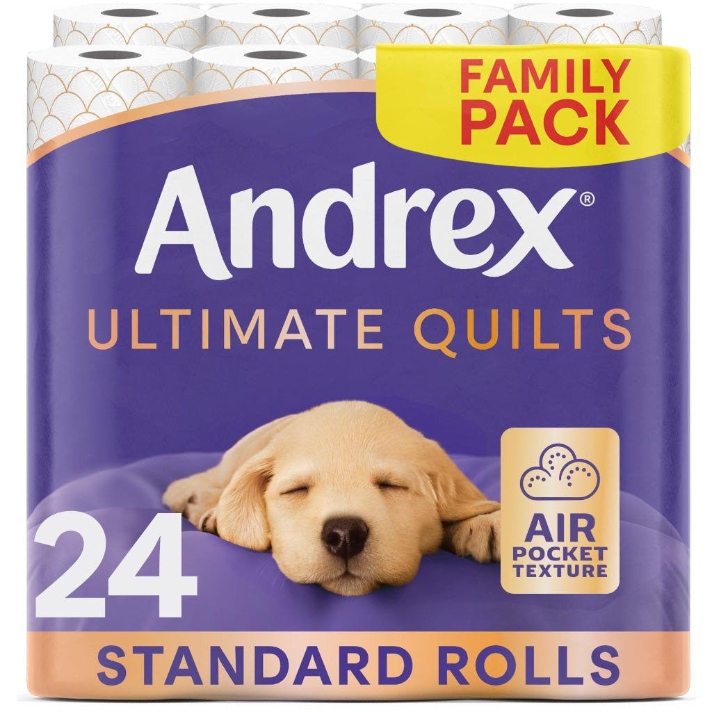 Andrex Ultimate Quilt Toilet Roll - 24 Toilet Rolls, 3-Ply, Bulk Buy, Soft, Thick Sheets, FSC Certified
