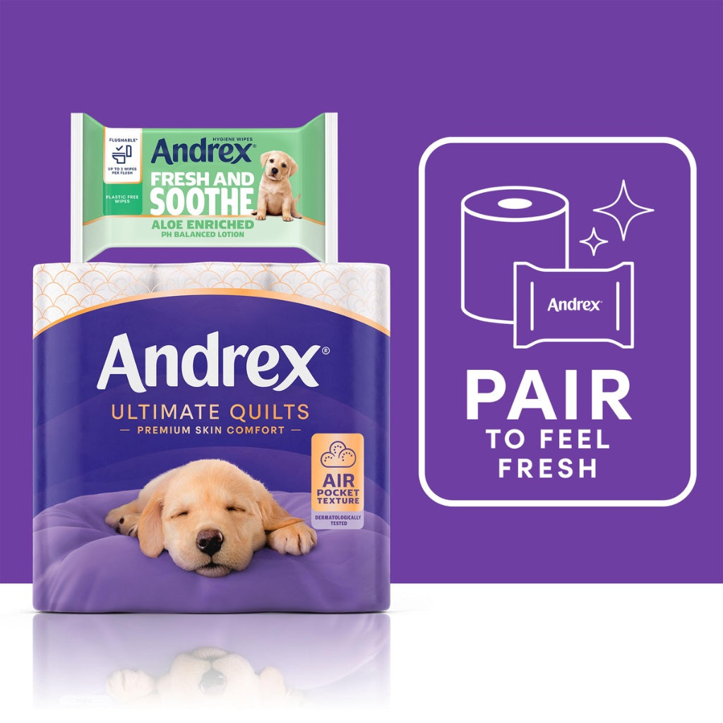 Andrex Ultimate Quilt Toilet Roll - 24 Toilet Rolls, 3-Ply, Bulk Buy, Soft, Thick Sheets, FSC Certified