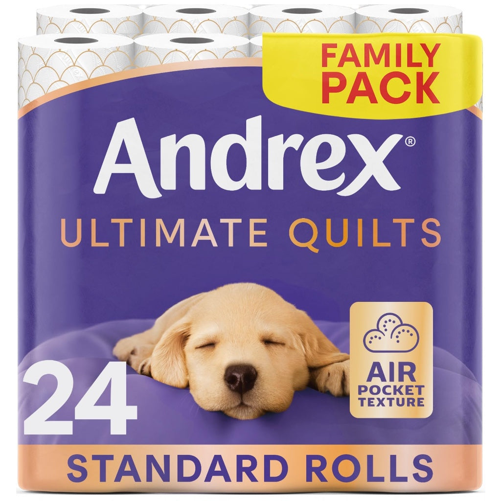Andrex Ultimate Quilt Toilet Roll - 24 Toilet Rolls, 3-Ply, Bulk Buy, Soft, Thick Sheets, FSC Certified