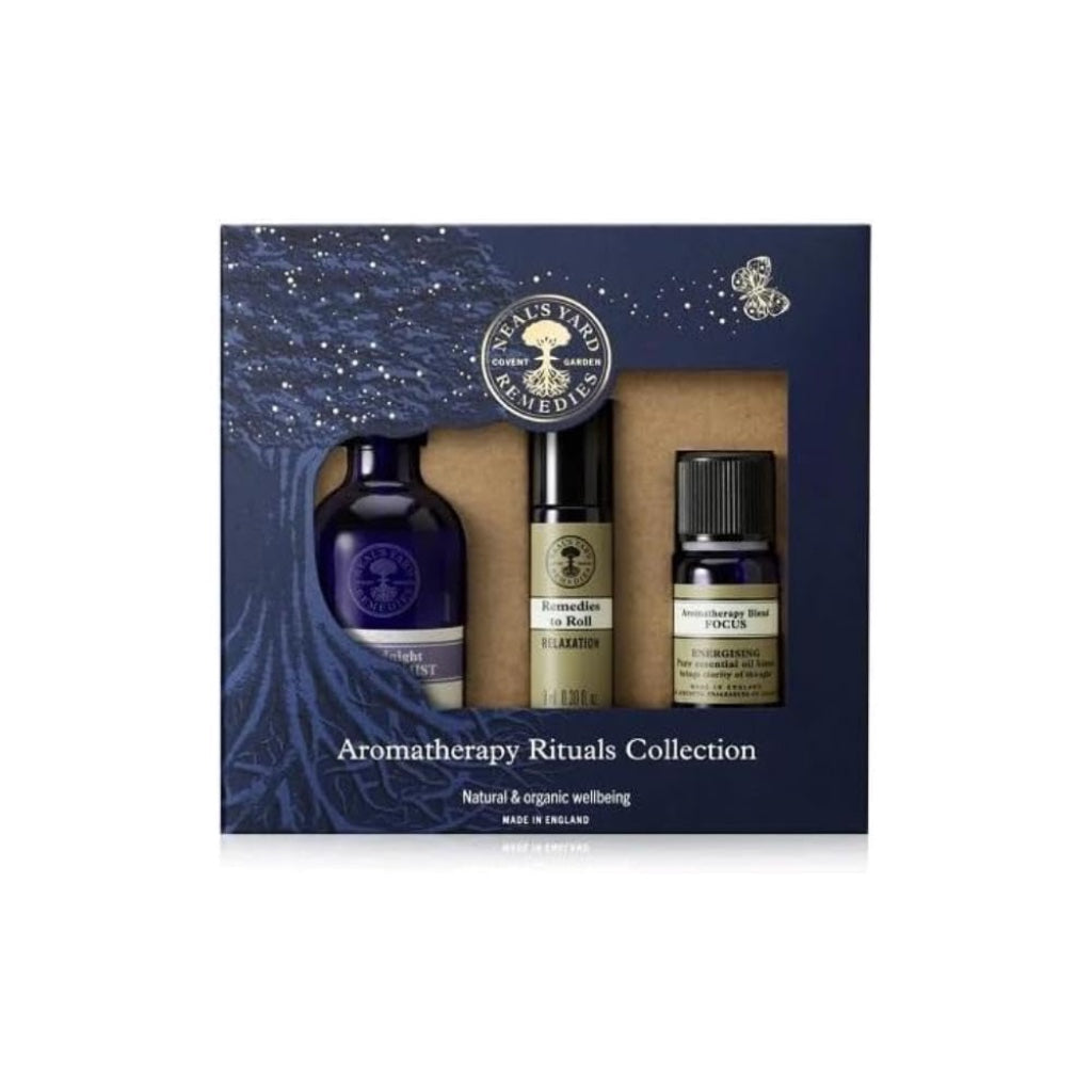 Neal's Yard Remedies Aromatherapy Rituals Collection Essential Oil Gift Set - Remedies to Roll, Bath Oil, Pillow Mist