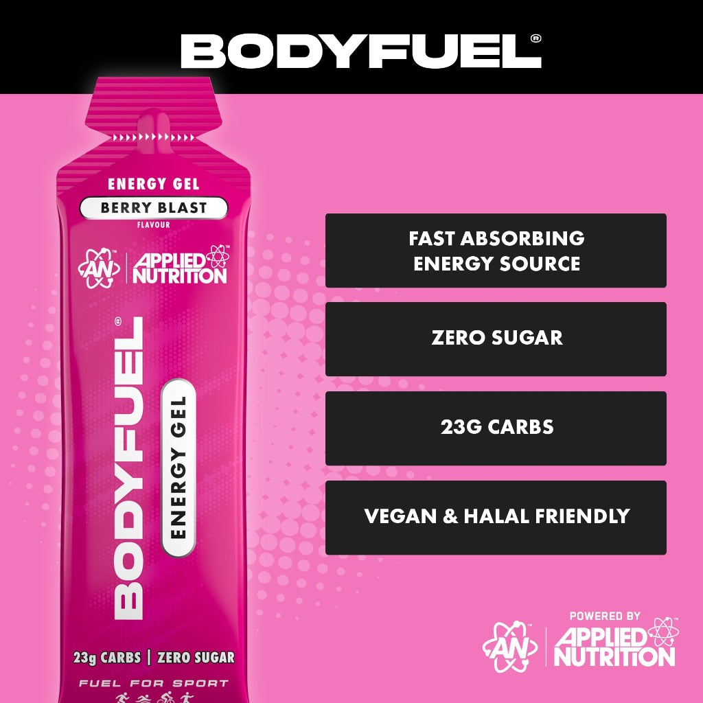Applied Nutrition BodyFuel Energy Gel - Fast Energy Gels, Fuel for Sport, with Carbs, Sugar Free (Box 20 Units x 60g) (Berry Blast) - BBE 08/2027