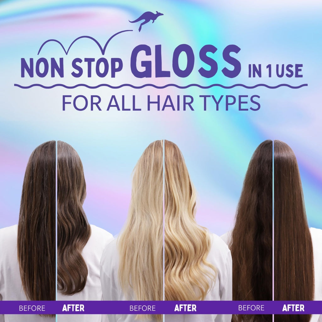 Aussie Oh My Gloss Hydrating Giftset: Shampoo 300ml, Conditioner 200ml, Lightweight Leave-in Serum 160ml. Moisture & Shine Booster for Dull, Dry Hair, with Jojoba, Safflower, Macadamia Nut Oils - Damaged Box