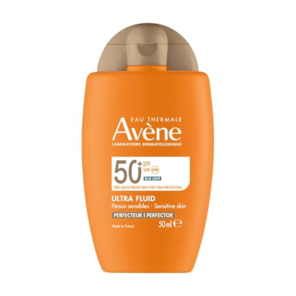 AVENE Sun Care - Ultra Fluid Tinted SPF 50+ - Perfective Face Sun Cream - Unifying & Anti-Pollution - Invisible Finish - With Patented TriAsorBTM - Water Resistant - Sensitive Skin - 50 ml - Damaged Box