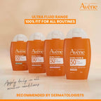 AVENE Sun Care - Ultra Fluid Tinted SPF 50+ - Perfective Face Sun Cream - Unifying & Anti-Pollution - Invisible Finish - With Patented TriAsorBTM - Water Resistant - Sensitive Skin - 50 ml - Damaged Box