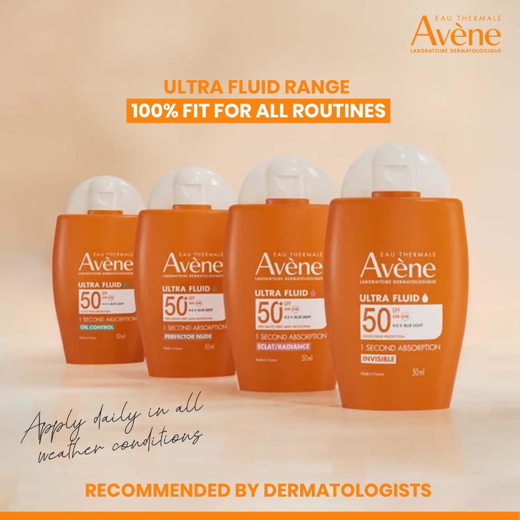 AVENE Sun Care - Ultra Fluid Tinted SPF 50+ - Perfective Face Sun Cream - Unifying & Anti-Pollution - Invisible Finish - With Patented TriAsorBTM - Water Resistant - Sensitive Skin - 50 ml - Damaged Box