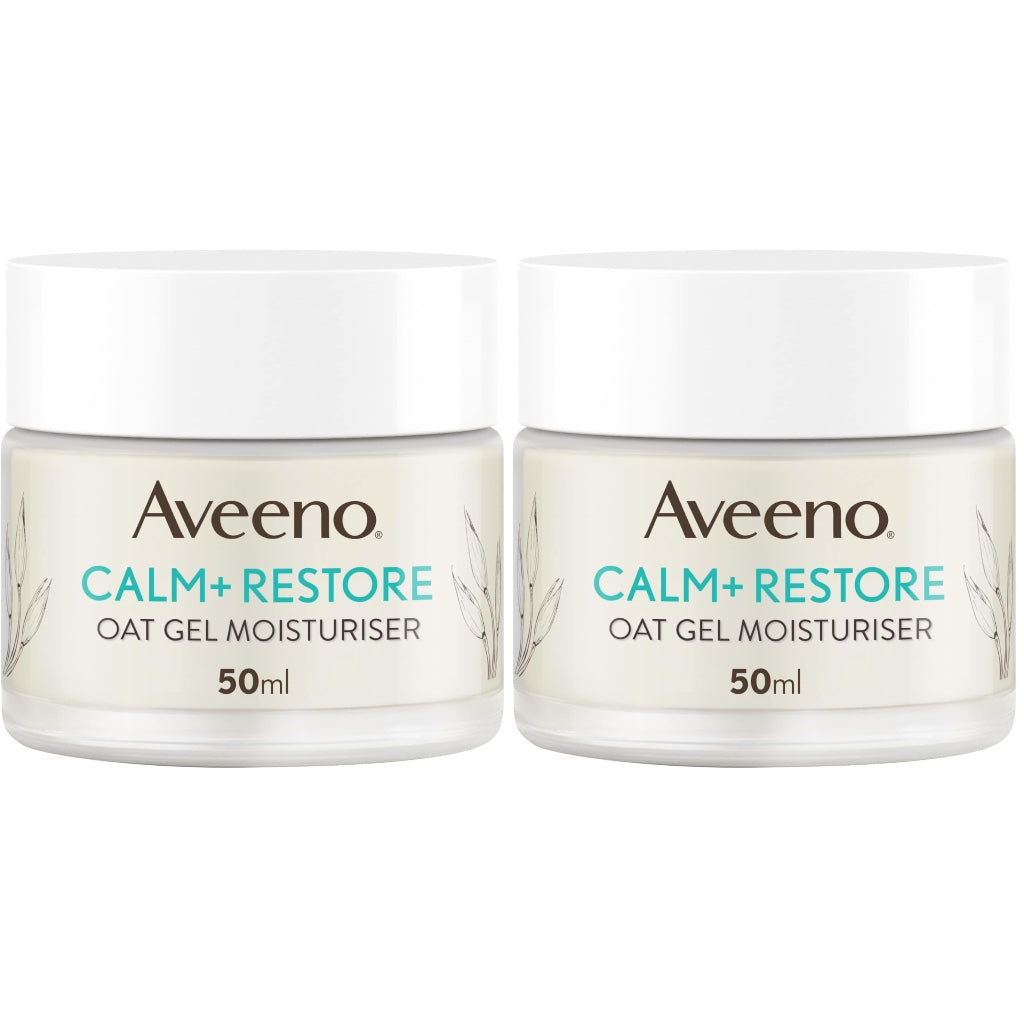 Aveeno Face Calm+Restore Oat Gel Moisturiser (1x 50ml), Face Moisturiser to Instantly Soothe and Replenish the Skin's Moisture Barrier, Intensely Nourishing Day Cream, Suitable for Sensitive Skin