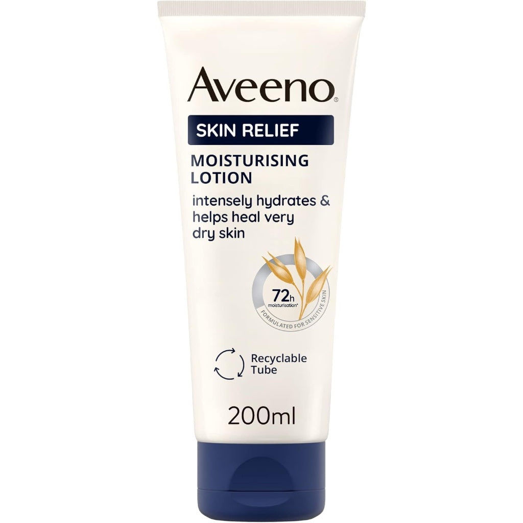 Aveeno Skin Relief Moisturising Lotion, With Soothing Triple Oat Complex & Shea Butter, Suitable For Sensitive Skin, 72-Hour Intense Hydration, Helps Relieve Very Dry and Tight Skin, Unscented, 500ml