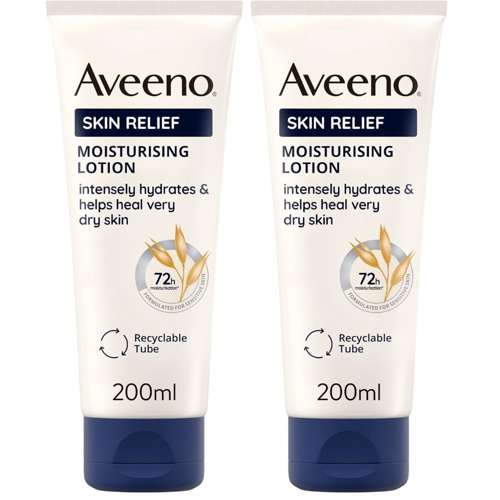 Aveeno Skin Relief Moisturising Lotion, With Soothing Triple Oat Complex & Shea Butter, Suitable For Sensitive Skin, 72-Hour Intense Hydration, Helps Relieve Very Dry and Tight Skin, Unscented, 500ml
