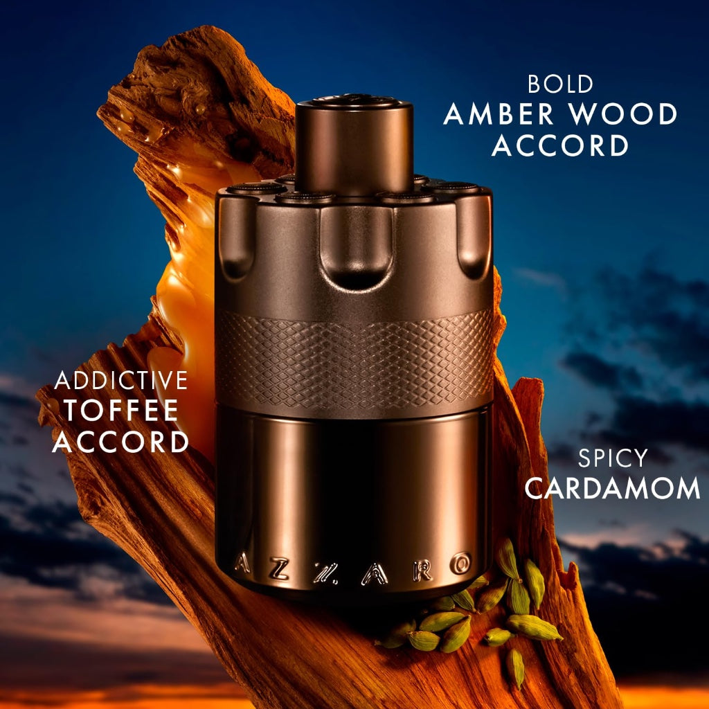 Azzaro The Most Wanted Eau de Parfum Intense, Woody Seductive Mens Cologne, Ambery Spicy Fragrance with Cardamom, Fondant Caramel Accord & Amber Wood
