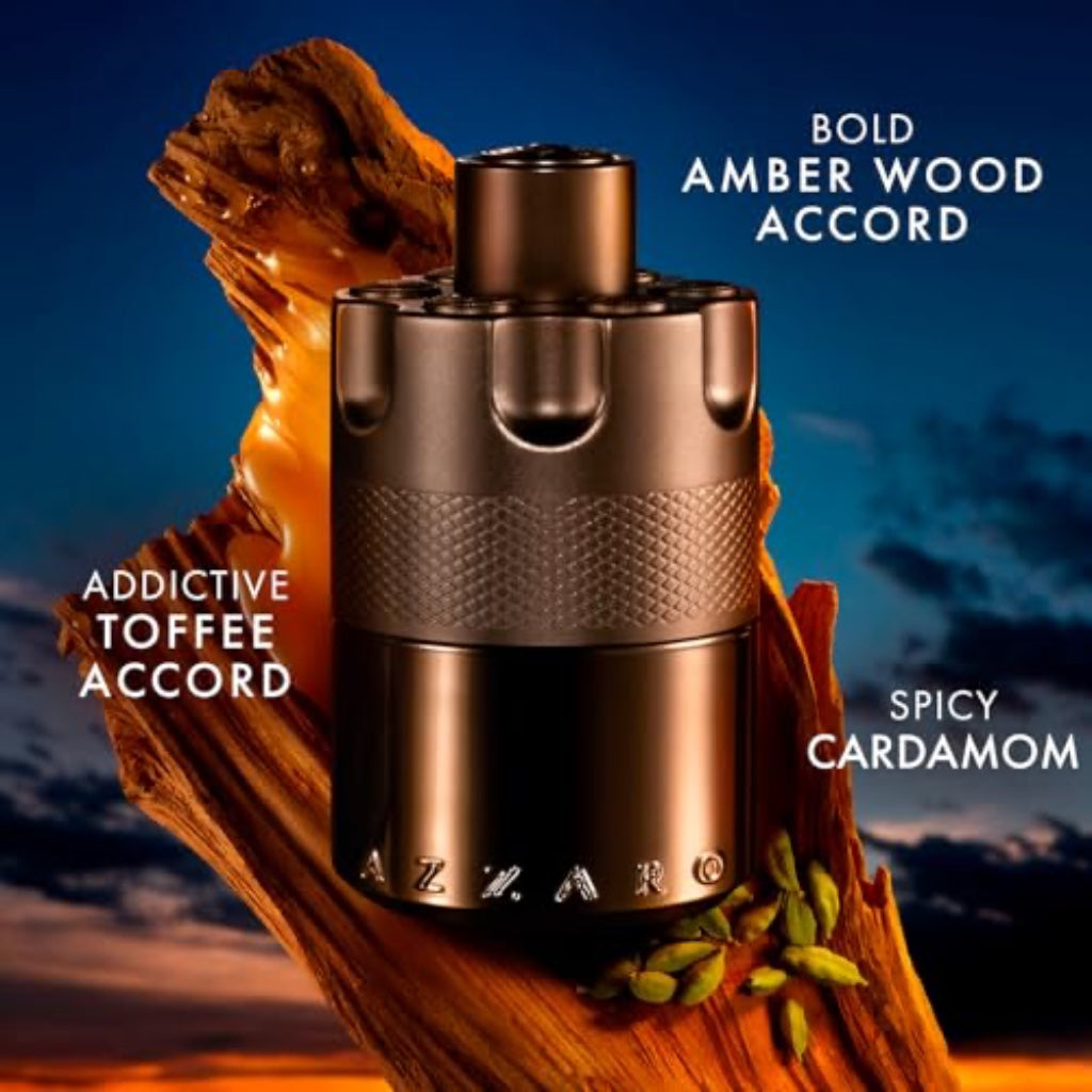 Azzaro The Most Wanted Eau de Parfum Intense, Woody Seductive Mens Cologne, Ambery Spicy Fragrance with Cardamom, Fondant Caramel Accord & Amber Wood